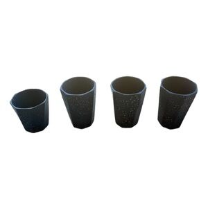 Set of Four Black Plant Pots with Gold Speckles